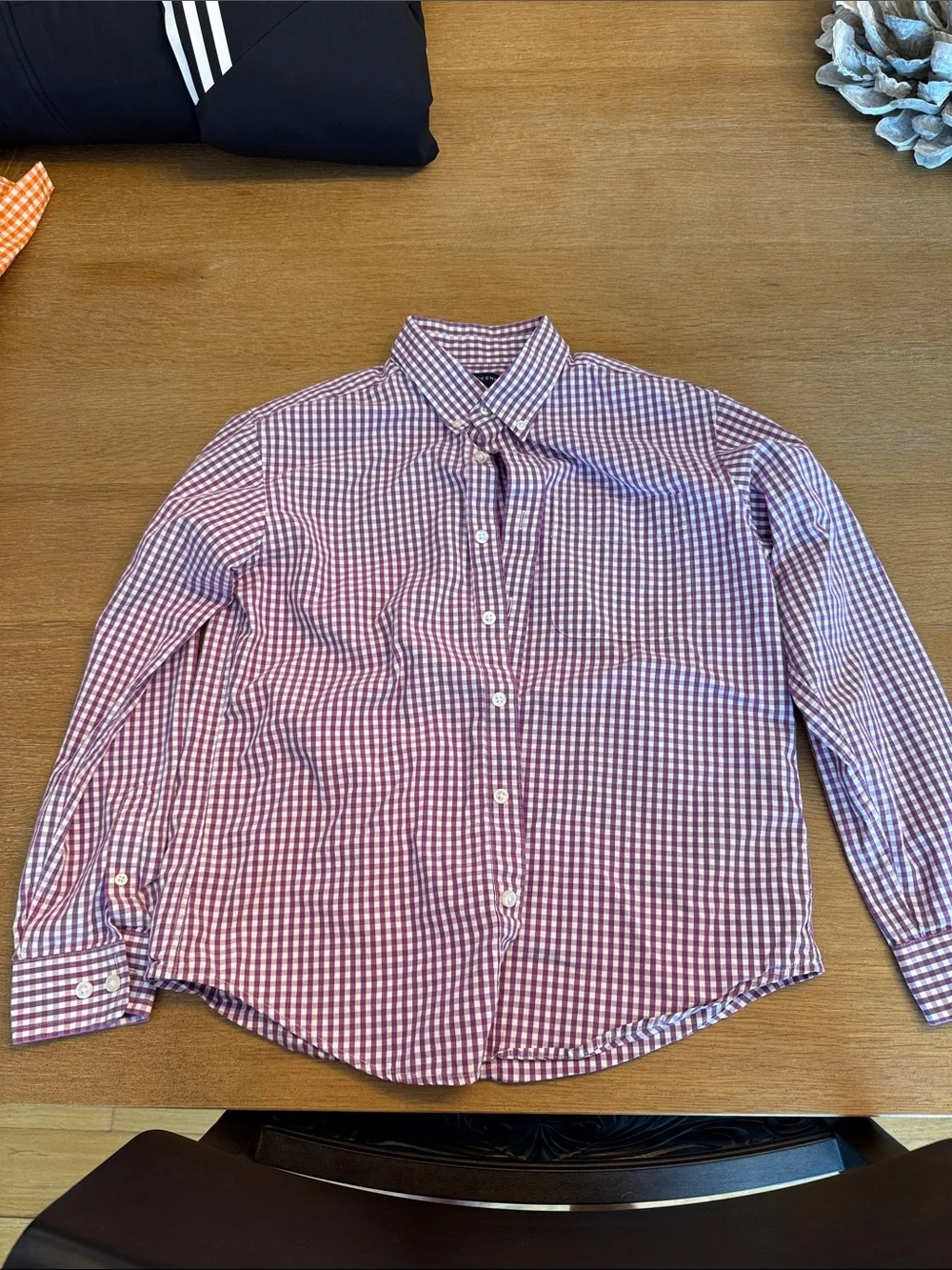 Lands' End Purple Gingham Button-Down Shirt